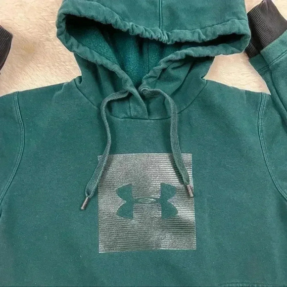 Under Armour Threadborne Green $ Black Pullover Hooded Sweatshirt Size XS - Picture 2 of 15